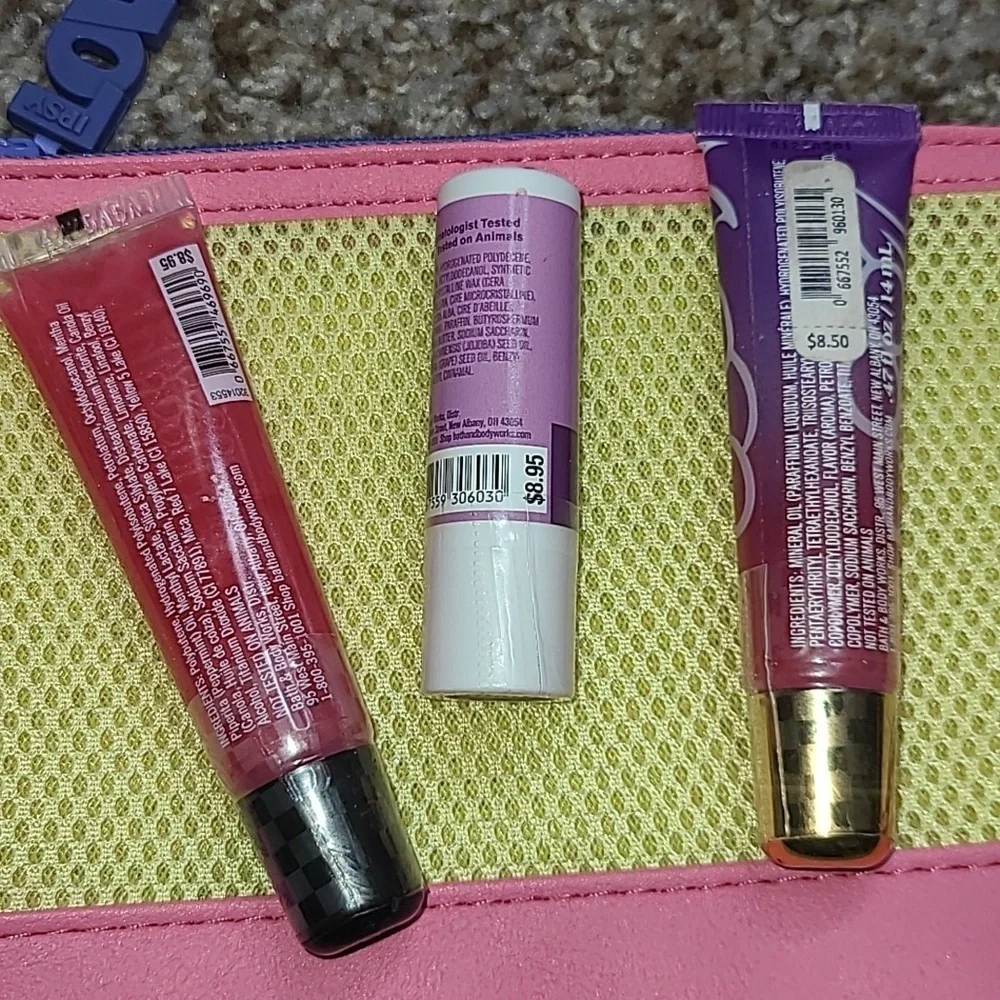 Bath And Body Works Lip Gloss And Balm With Ipsy Makeup Bag